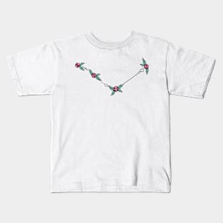 Canes Venatici (Hunting Dogs) Constellation Roses and Hearts Doodle Kids T-Shirt